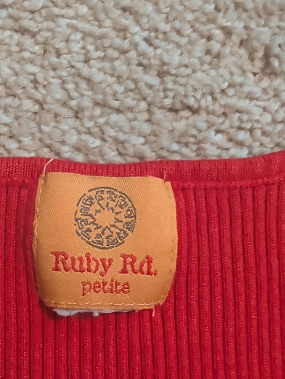 Ruby Rd Embellished Red Sleeveless Ribbed  Knit Top - Picture 8 of 9